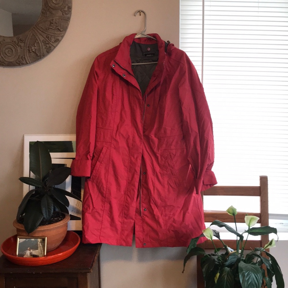 Eddie Bauer red raincoat!